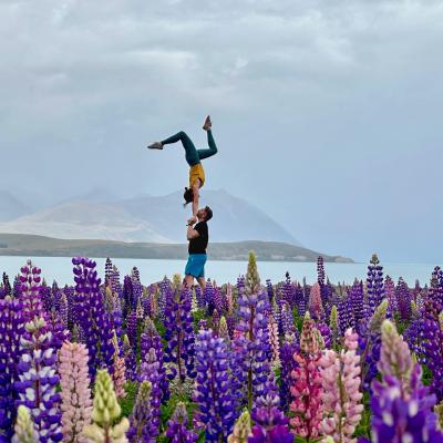 Zac basing Alex Witte in hand to hand near the ocean at sunset